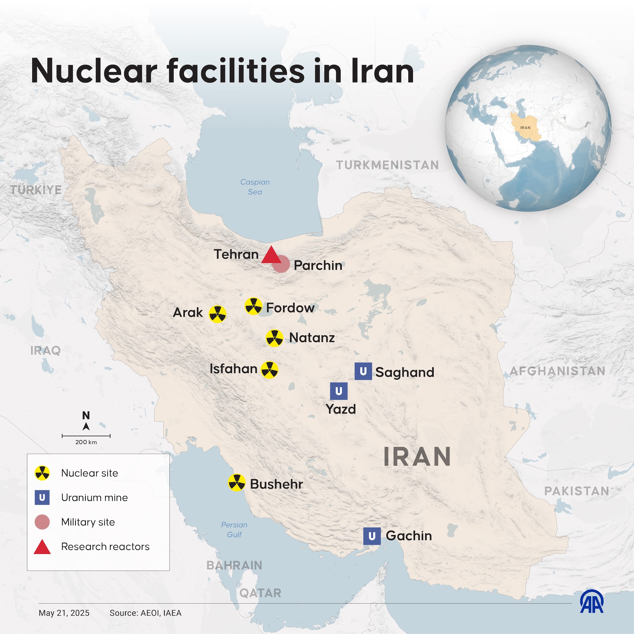 I siti nucleari in Iran