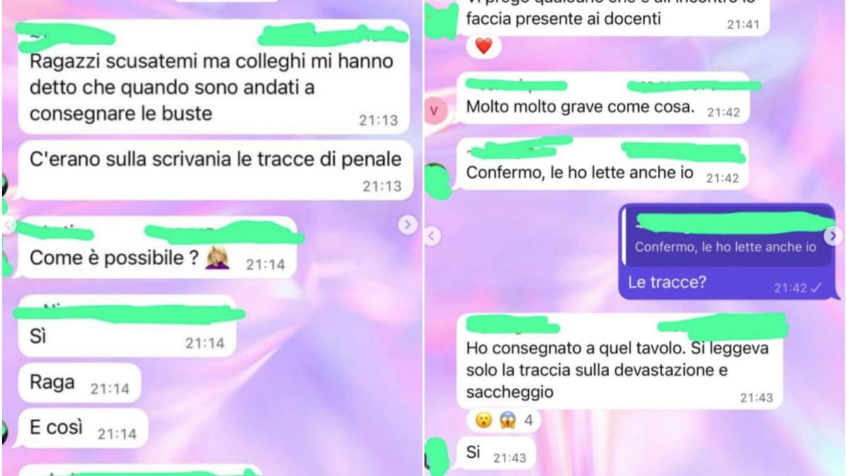 Alcuni screen delle conversazioni dei candidati al concorso su presunte irregolarità durante le prove