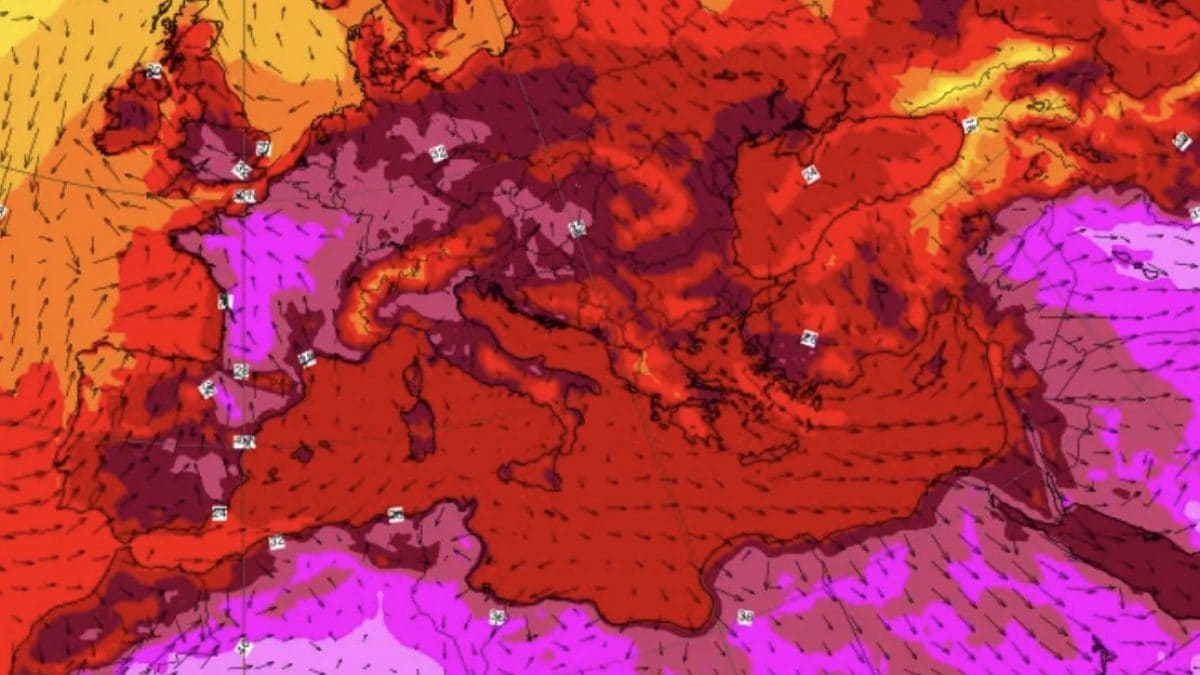 La mappa delle temperature di oggi, giovedì 25 giugno
