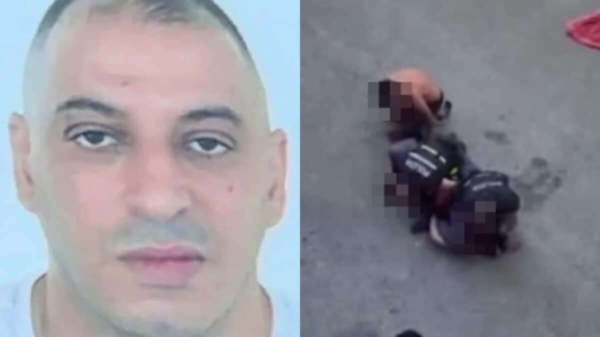 Da sinistra, Abderrahim Fakir, 42 anni; frame da video dell'intervento degli agenti di Polizia.
