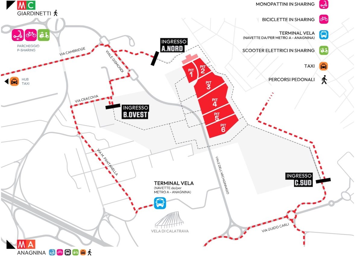 Mappa del concerto di Ultimo a Tor Vergata