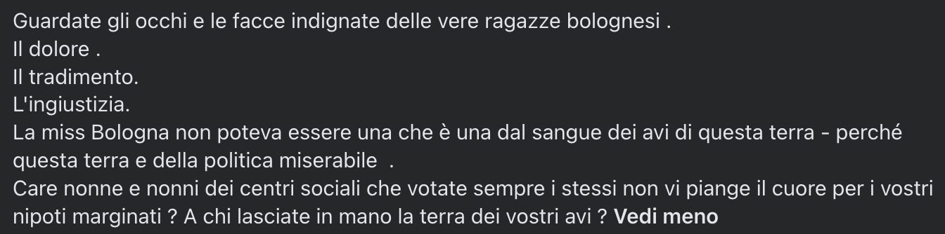 Gli insulti alla miss pubblicati sui social.
