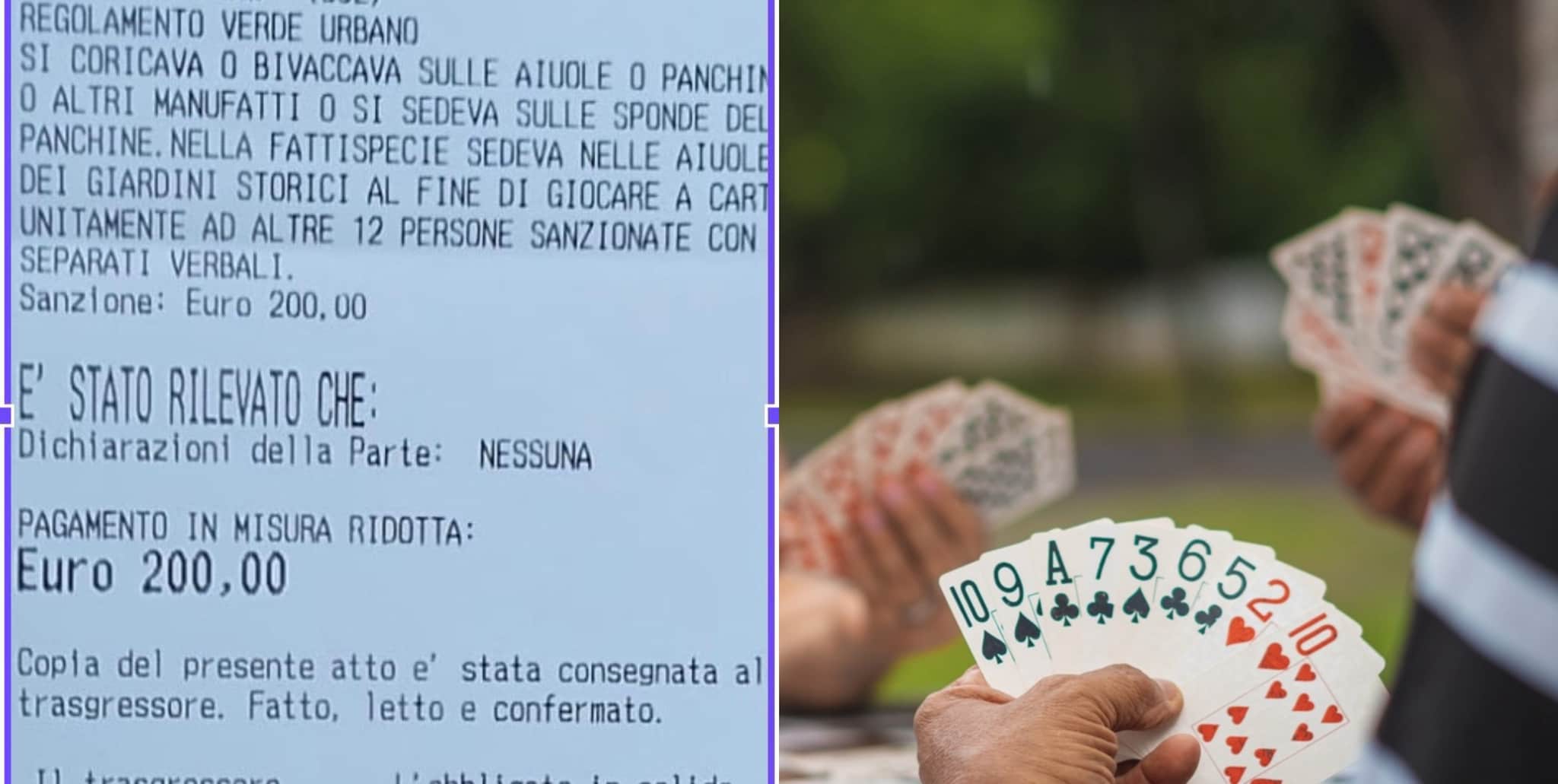 Giocano a carte nei giardini pubblici e la municipale li multa: 200 euro di sanzione, polemica a La Spezia