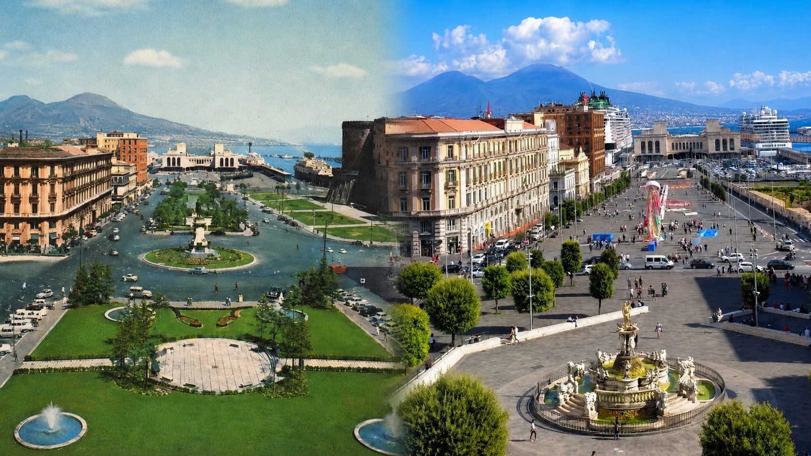 Piazza Municipio d'un tempo e oggi