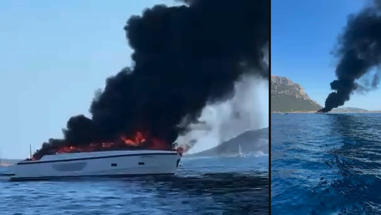 Sardegna, yacht si incendia nelle acque di Tavolara: tre persone si gettano in mare e sfuggono alle fiamme