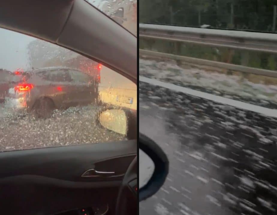 Violenta grandinata a Parma, chicchi grossi come noci e auto danneggiate: paura sulla A1