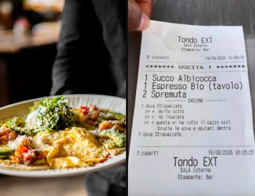 Riccione, le indicazioni del cameriere del locale sulla comanda: "Brucia le uova e sputaci dentro"