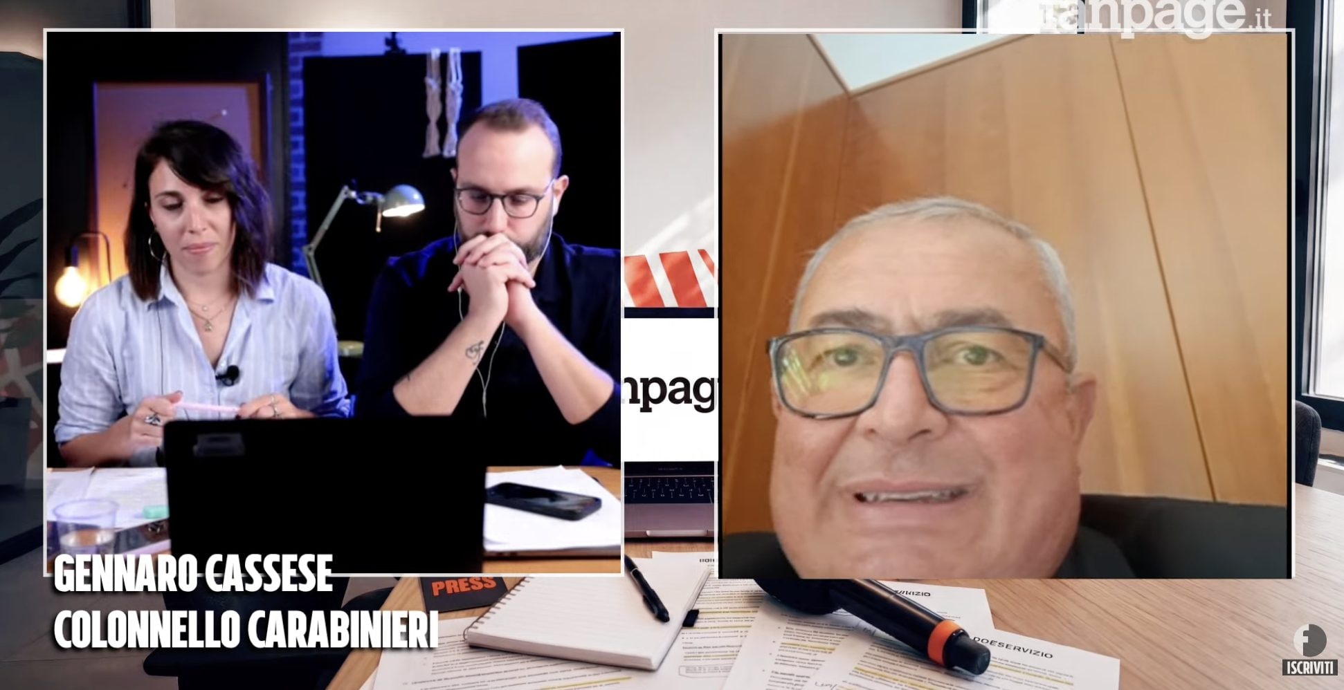 I giornalisti di Fanpage.it Giorgia Venturini e Fabrizio Capecelatro insieme all'ex colonnello dei Carabinieri Gennaro Cassese
