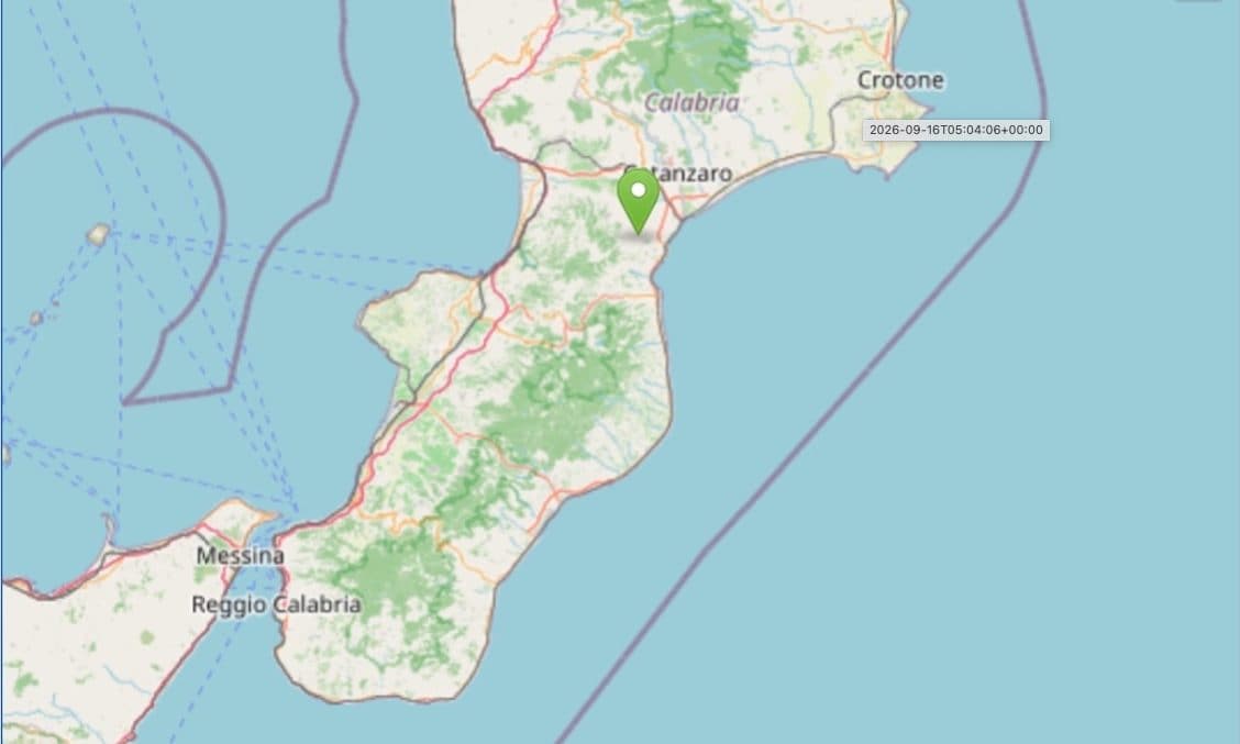 Terremoto oggi a Catanzaro, scossa di magnitudo 3.5 e sciame sismico in corso dall'alba