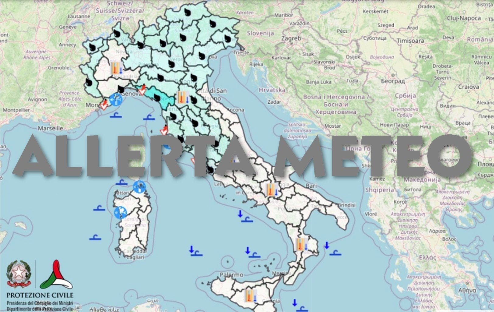 Maltempo, allerta meteo gialla domani 23 ottobre per temporali: le zone colpite