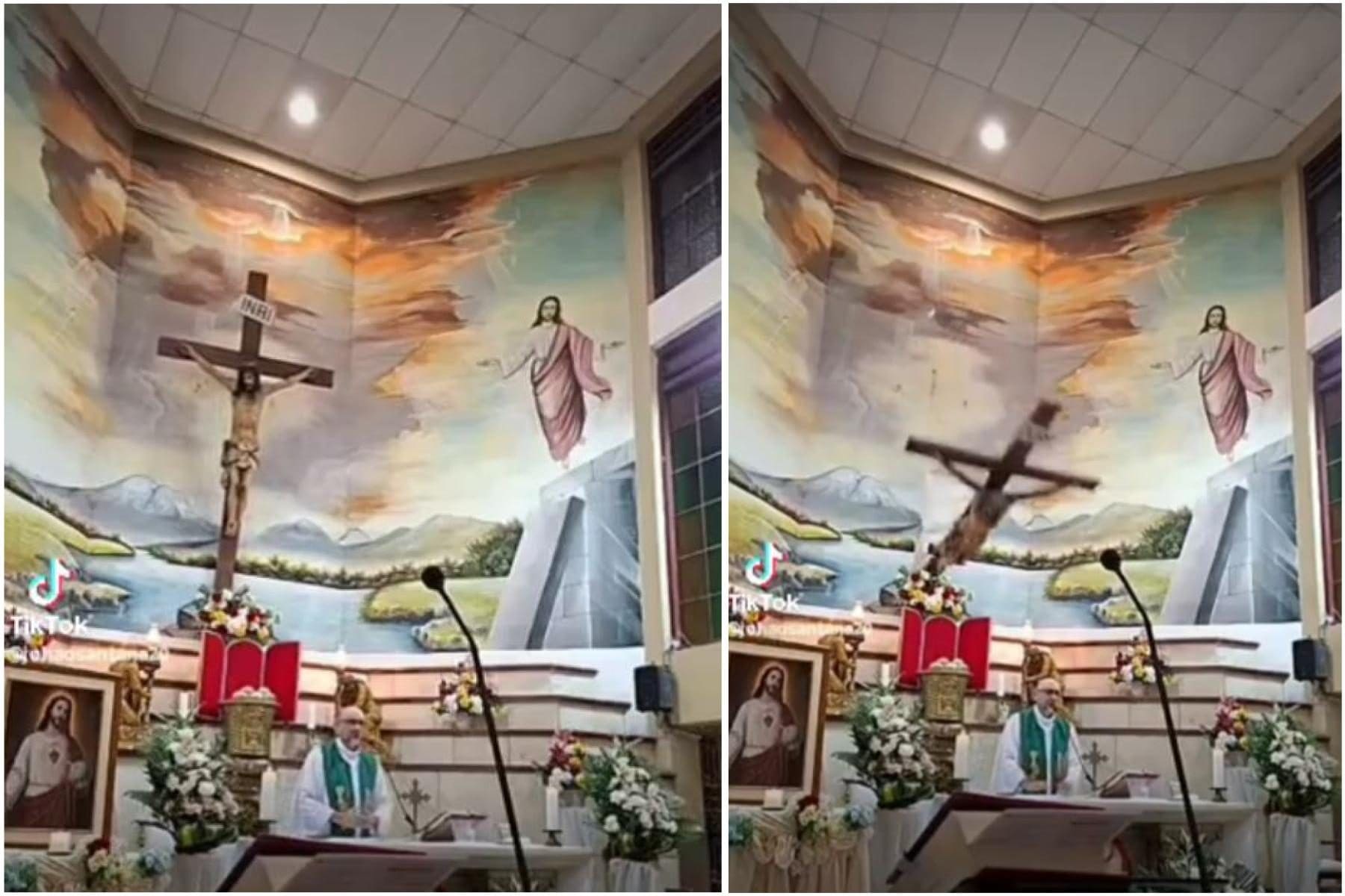 Tragedia in chiesa: sacerdote muore colpito dalla croce crollata durante la messa in diretta social in Ecuador