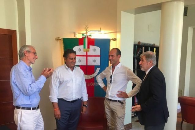Renzo Piano in Regione Liguria con Giovanni Toti e il Sindaco Bucci Photo credit twitter.com/giovannitoti
