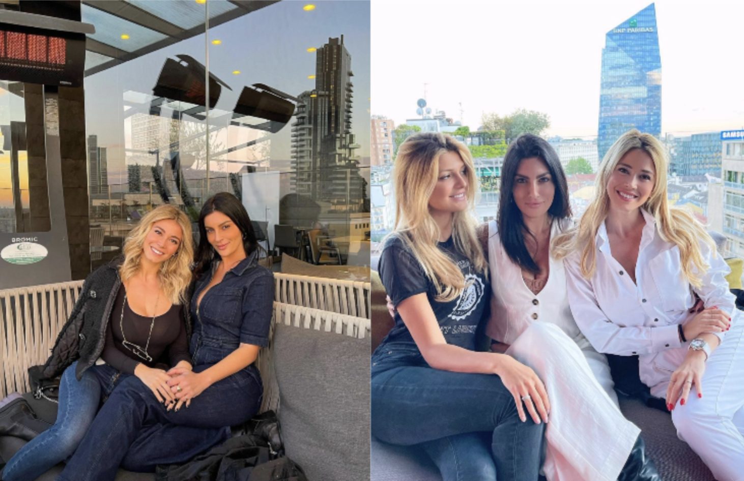 Diletta Leotta con le amiche sul terrazzo della sua casa a Milano