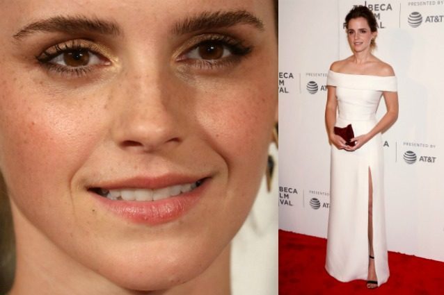 Bianco e “sopracciglia piuma”, l’eleganza semplice di Emma Watson alla prima di The Circle