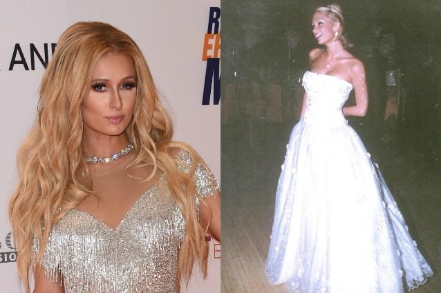 In abito bianco come una sposa, Paris Hilton mostra l’abito dei suoi 18 anni