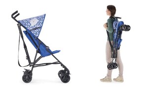 Ombrello Compatto Goothdurs Automatico Con Rivestimento Teflon - Piccolo E Leggero Per Viaggio, Donna E Uomo - Stampa Blu Margherita