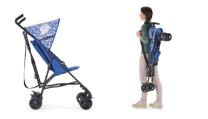 Ombrello Compatto Goothdurs Automatico Con Rivestimento Teflon - Piccolo E Leggero Per Viaggio, Donna E Uomo - Stampa Blu Margherita