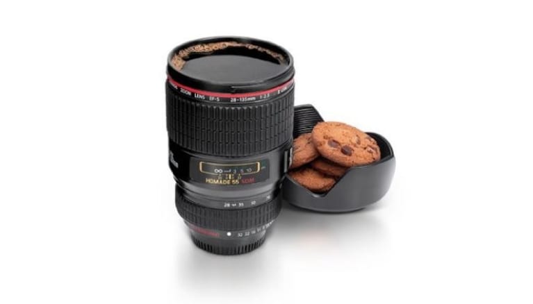 tazza teleobiettivo porta biscotti