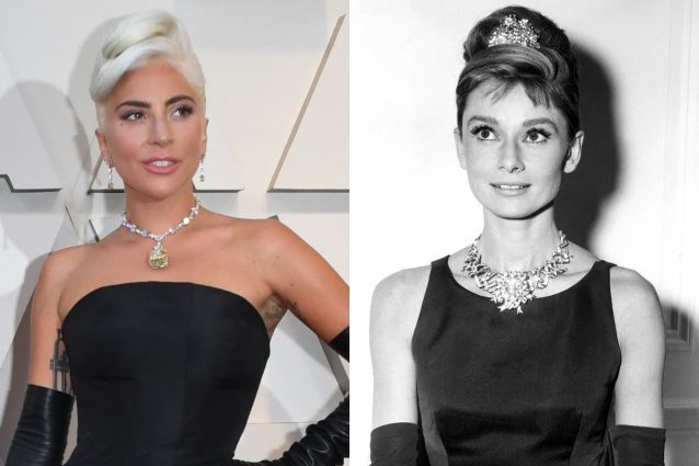 Lady Gaga come Audrey Hepburn agli Oscar 2019: indossa lo stesso pendente di “Colazione da Tiffany”