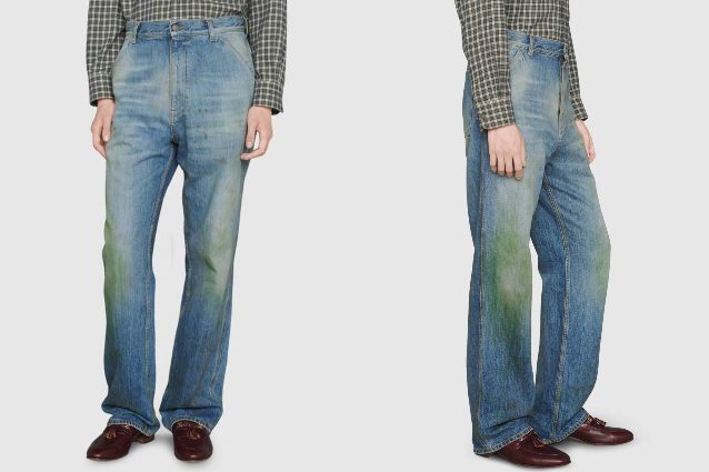 I jeans effetto vintage diventano di lusso: il modello Gucci costa 600 euro ma è macchiato d’erba