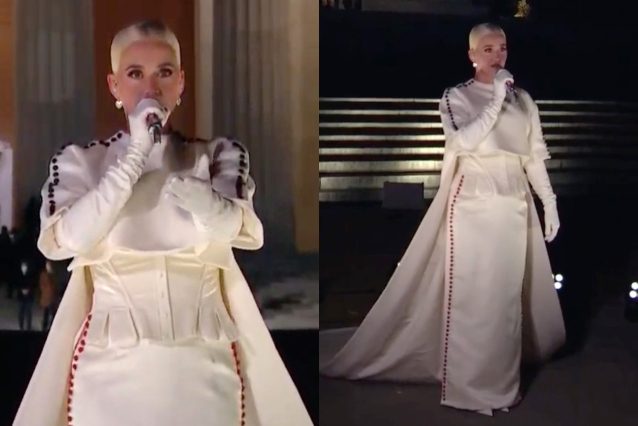 Katy Perry chiude il concerto dell'Inauguration Day: il look bianco è un omaggio all'America