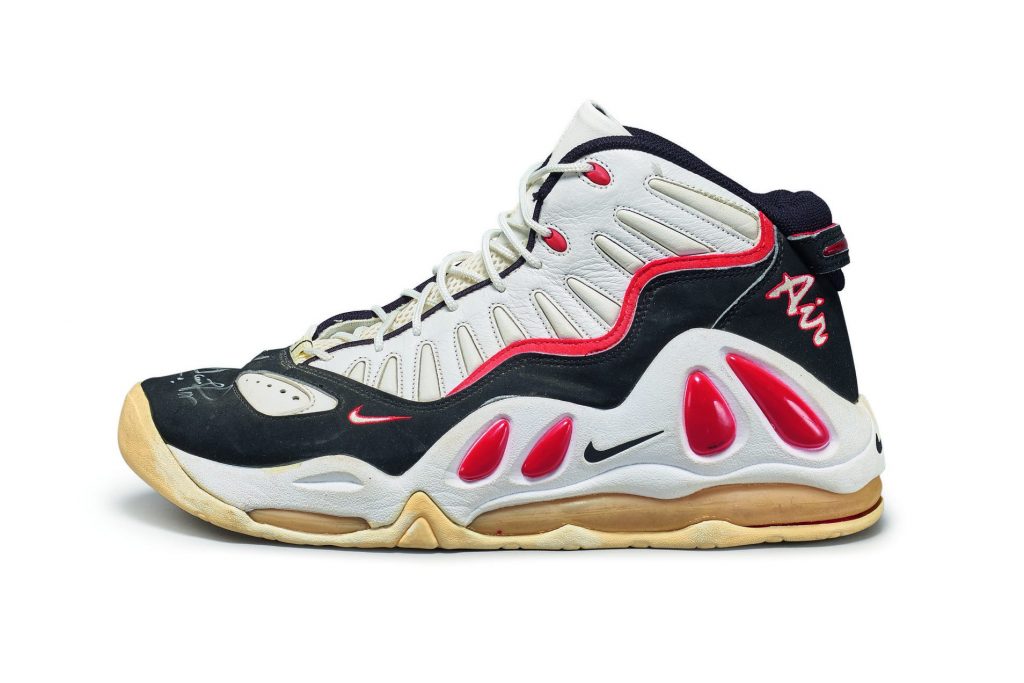 Nike Scottie Pippen Game Worn Dual Signed Air Max Uptempo III Player Exclusive Sample, via Sotheby’s