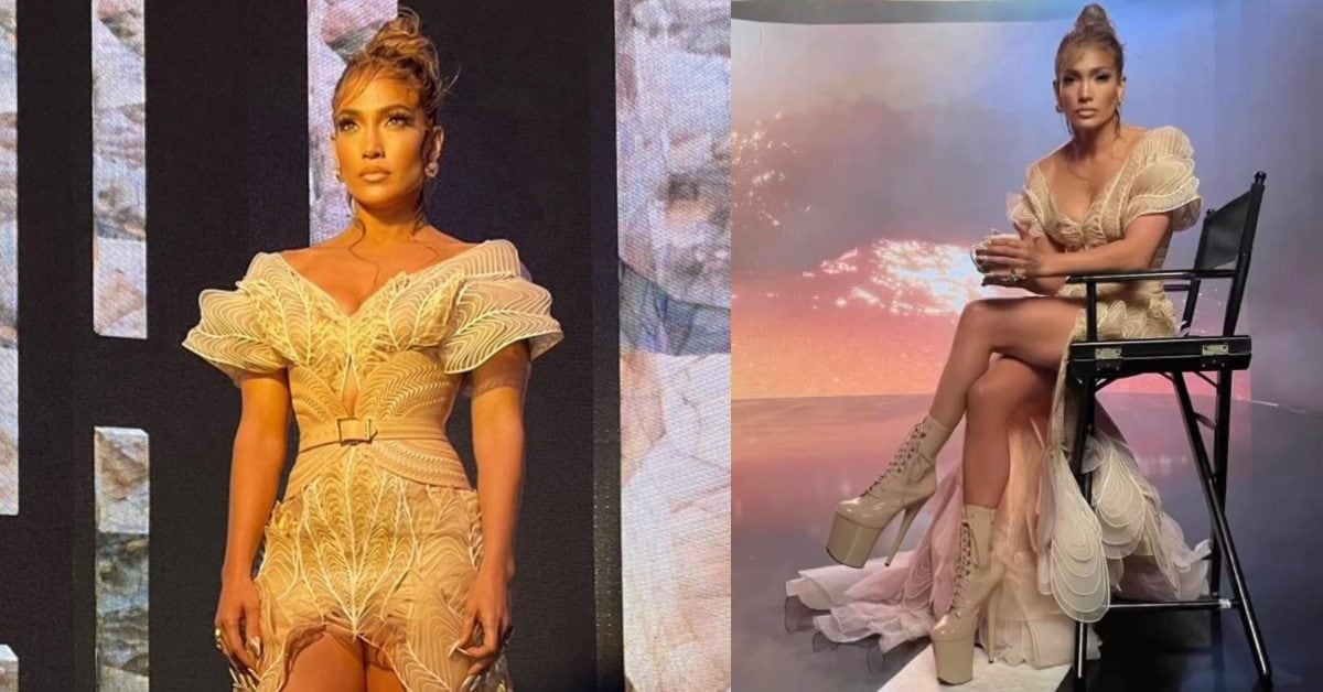 J.Lo ancora vestita da sposa ma con maxi tacchi e zeppe: l'abito col corsetto per il nuovo video