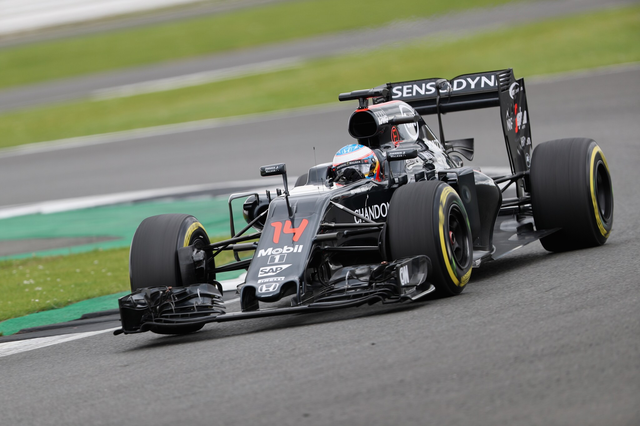 Fernando Alonso durante i test a Silverstone