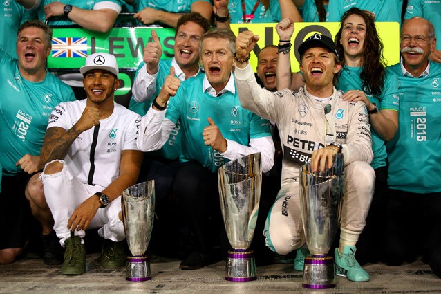 La Mercedes festeggia il titolo 2015 - Getty Images