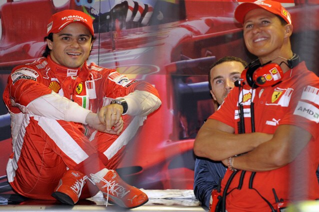 Felipe Massa insieme a Michael Schumacher – Getty Images