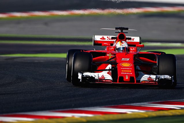 Sebastian Vettel durante i test a Barcellona - Getty Images