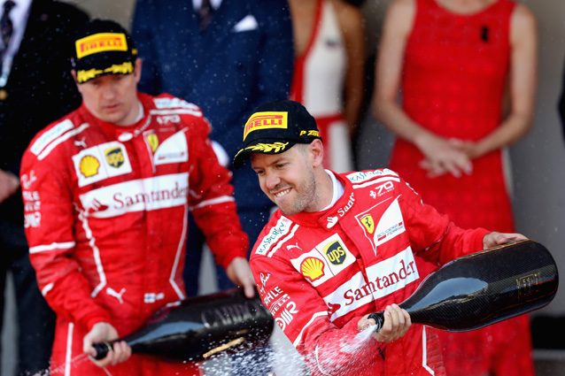 Sebastian Vettel e Kimi Raikkonen festeggiano la prima doppietta - Getty Images