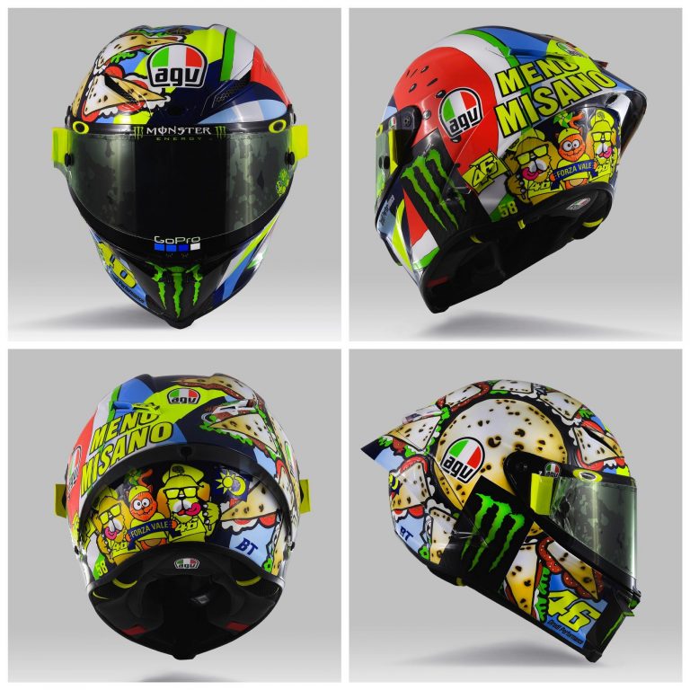 MotoGP, Valentino Rossi a Misano con un nuovo casco speciale: c'è la  piadina romagnola