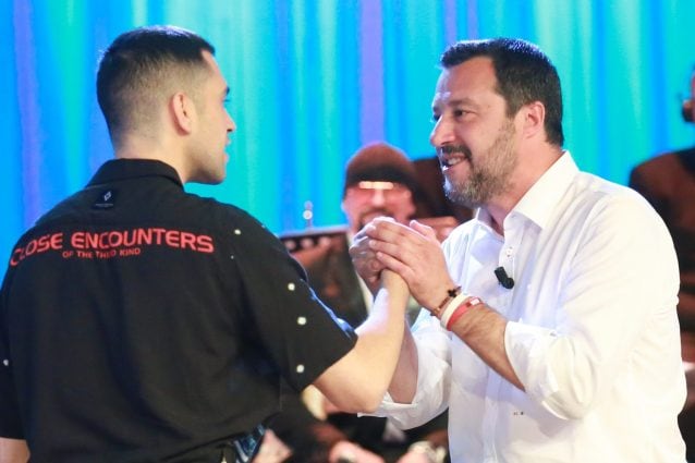 Mahmood e Matteo Salvini al MCS (LaPresse)