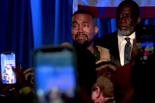 Kanye West durante il suo primo comizio