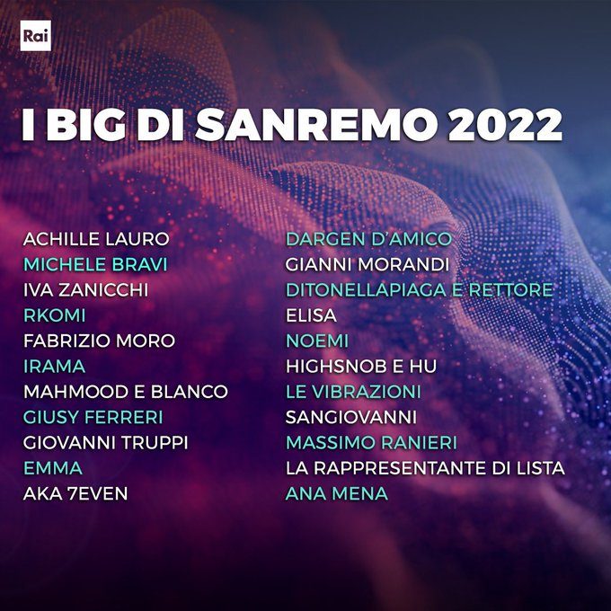 I cantanti in gara a Sanremo 2022
