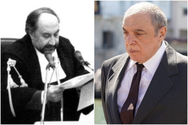 Il Presidente della Corte Alfonso Giordano e Nino Frassica che lo interpreta nella docufiction