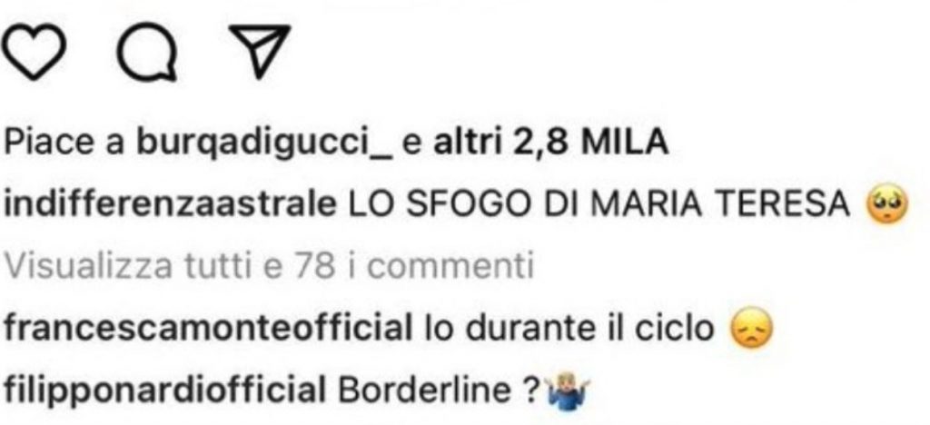 Il commento di Filippo Nardi poi rimosso