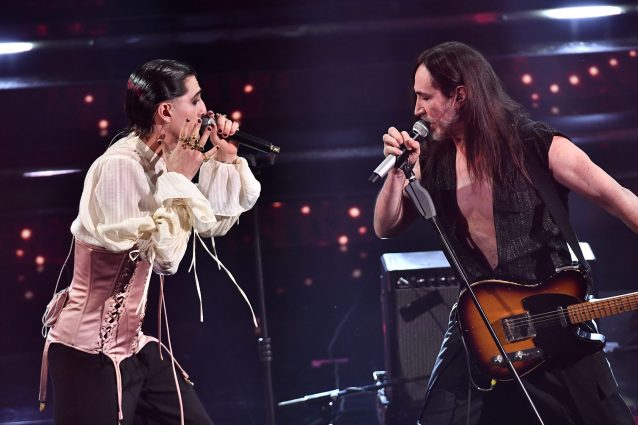 I Maneskin con Manuel Agnelli a Sanremo 2021