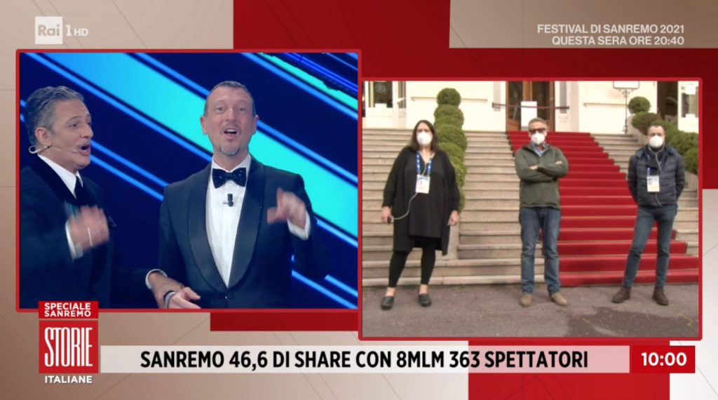 L’annuncio dei dati di ascolto a Storie Italiane