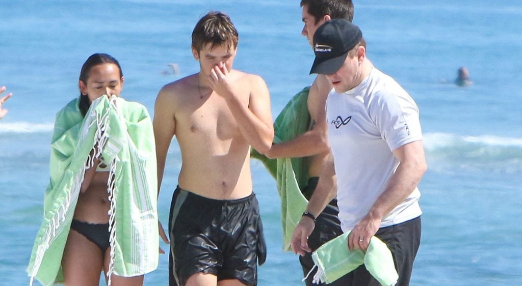 Matt Damon con la figlia Alexia in una foto del 2016