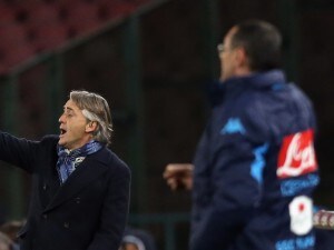 NAPLES, ITALY - JANUARY 19: Head coach of Inter Roberto Mancini gestures during the TIM Cup match between SSC Napoli and FC Internazionale Milano at Stadio San Paolo on January 19, 2016 in Naples, Italy. (Photo by Maurizio Lagana/Getty Images)