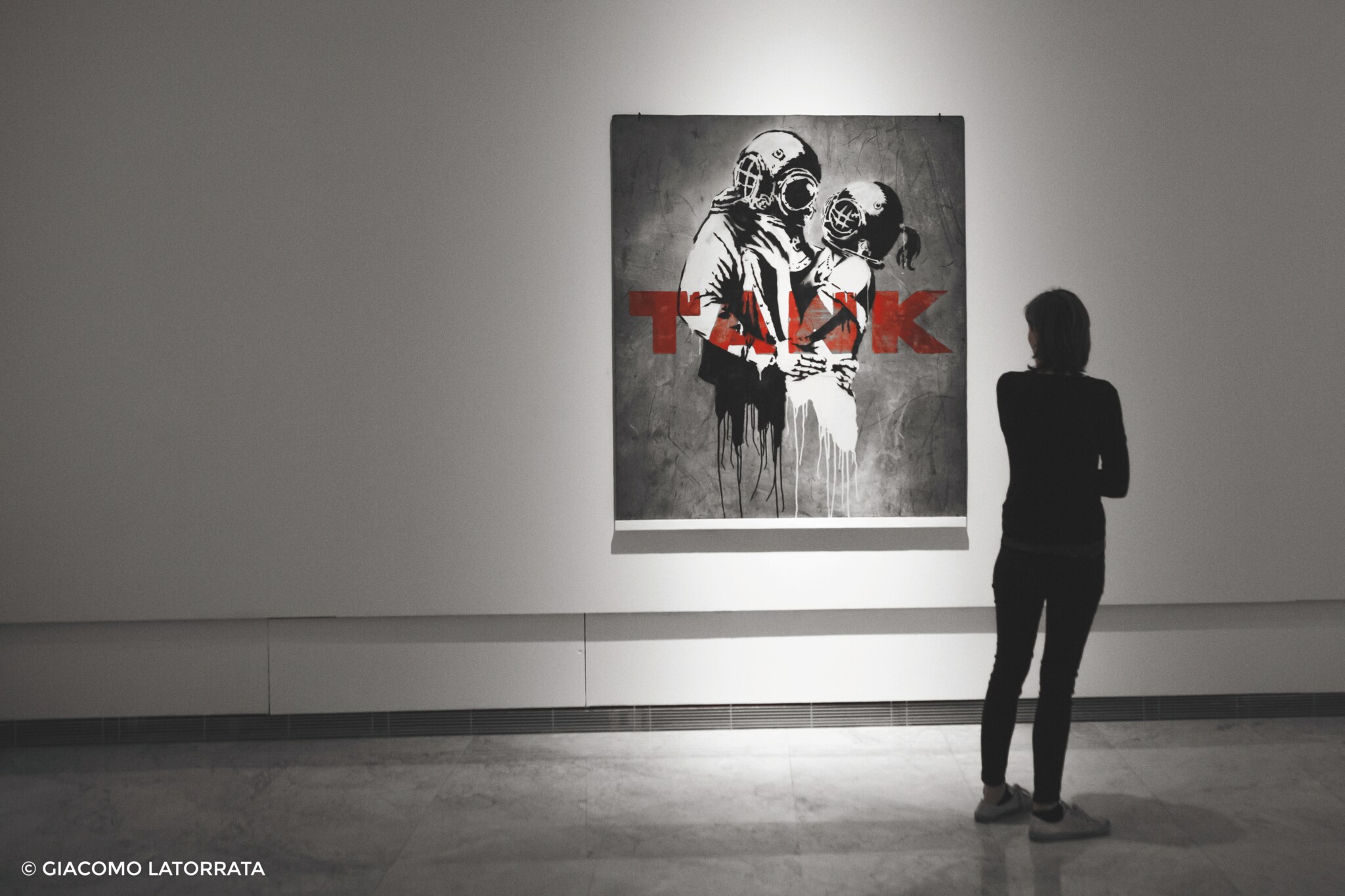 Tank by Banksy, Palazzo Cipolla. Credits: Giacomo Latorrata