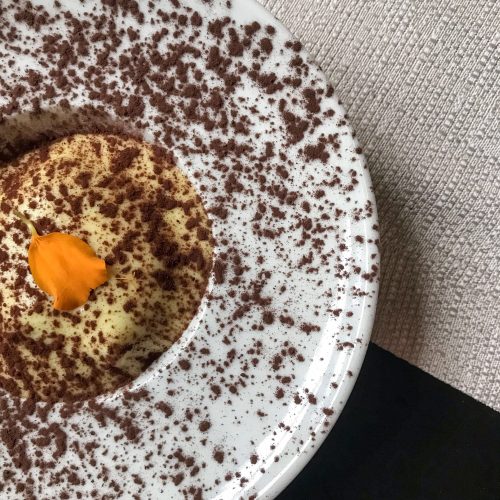 Tiramisù di baccalà con crema di patate