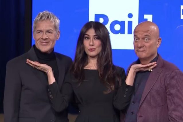 Sanremo 2019. Claudio Baglioni, Virginia Raffaele e Claudio Bisio