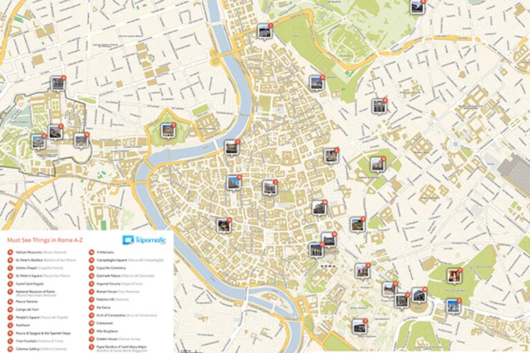 Mappa dei monumenti di Roma