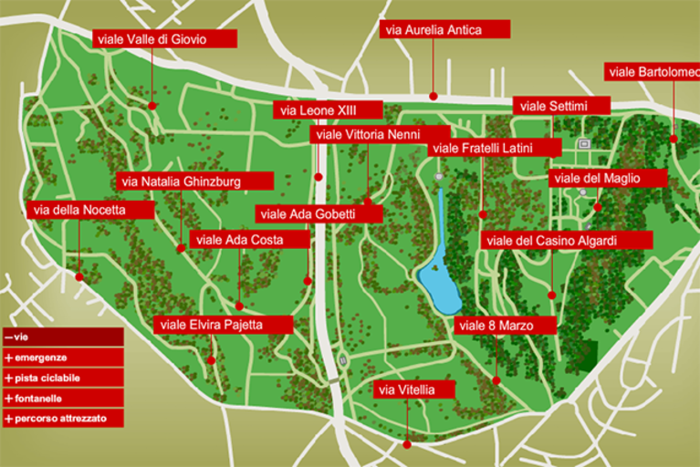 Mappa interattiva di Villa Doria Pamphilij (sito ufficiale).