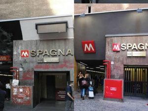 L’ingresso della stazione della Metro A Spagna