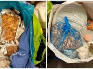 I generi alimentari sequestrati nei pressi della Stazione Termini