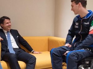 Il presidente del Consiglio Giuseppe Conte ha incontrato Manuel Bortuzzo